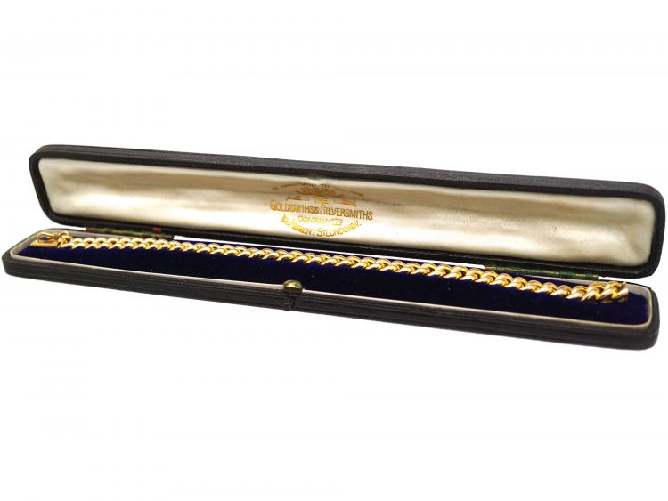 Edwardian 15ct Gold Curb Bracelet in original Case