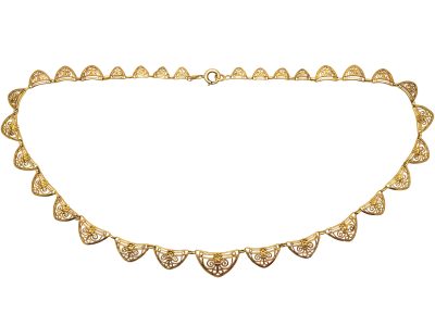 French 18ct Gold Belle Epoque Necklace with Stylised Flower Motifs