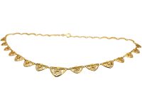 French 18ct Gold Belle Epoque Necklace with Stylised Flower Motifs