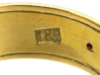 18ct Gold & Sapphire Ring with Raised Gold Motifs & Small Diamonds
