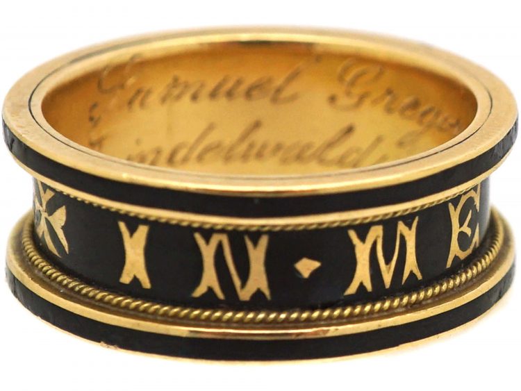 Victorian 18ct Gold & Black Enamel Mourning Ring