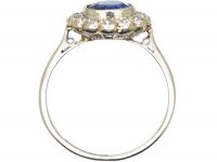 Art Deco Platinum, Sapphire & Diamond Cluster Ring