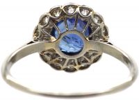 Art Deco Platinum, Sapphire & Diamond Cluster Ring