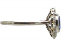 Art Deco Platinum, Sapphire & Diamond Cluster Ring
