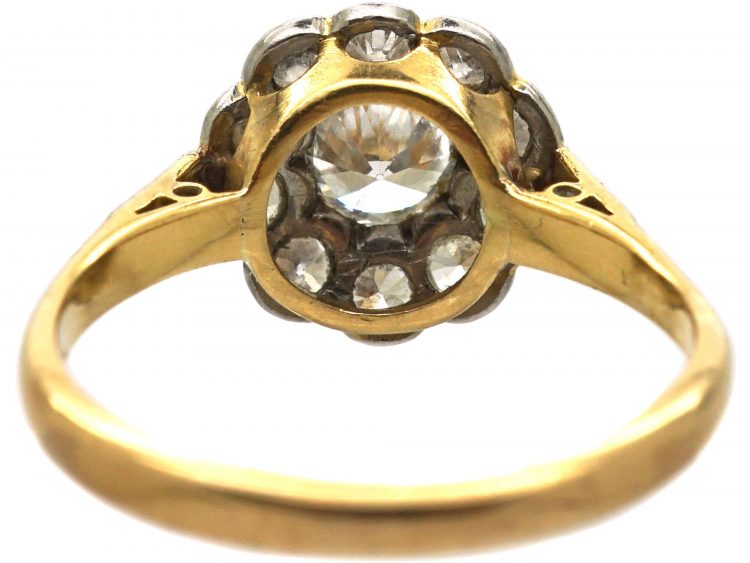Edwardian 18ct Gold & Platinum, Diamond Daisy Cluster Ring