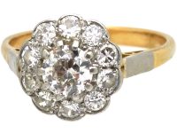 Edwardian 18ct Gold & Platinum, Diamond Daisy Cluster Ring