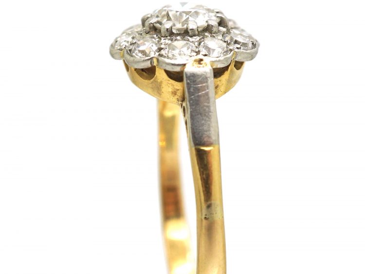 Edwardian 18ct Gold & Platinum, Diamond Daisy Cluster Ring