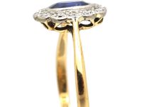 Edwardian 18ct gold & Platinum, Sapphire & Diamond Oval Cluster Ring