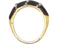 Victorian 18ct Gold Ring set with Carved Garnets & Diamonds