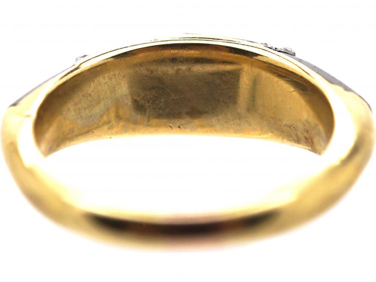 Victorian 18ct Gold Ring set with Carved Garnets & Diamonds