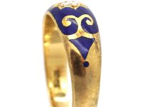 Victorian 18ct Gold, Royal Blue Enamel & Diamond Ring