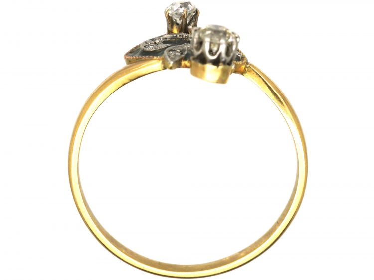 Art Nouveau 18ct Gold & Platinum, Plique-à-jour & Diamond Ring