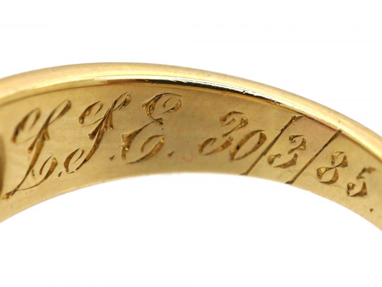 Victorian 18ct Gold, Ruby & Old Mine Cut Diamond Rub Over Ring