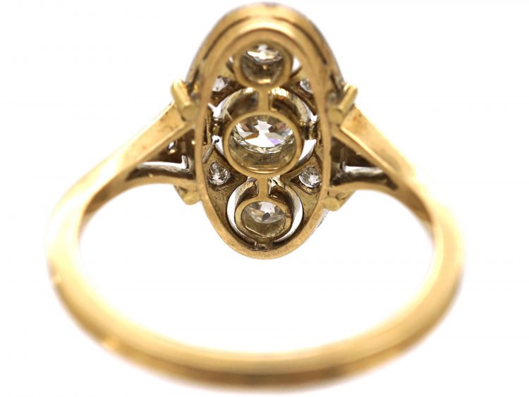 Early 20th Century 18ct Gold & Platinum, Diamond Three Stone Plaque Ring