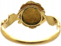 Early 19th Century 15ct Gold, Natural Split Pearls & Carved Onyx Flower Ring