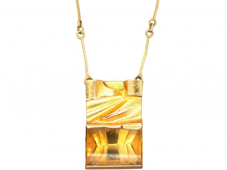 14ct Gold & Citrine Pendant by Björn Weckström for Lapponia