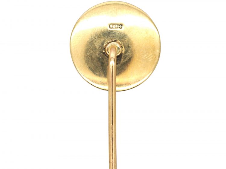 Victorian 9ct Gold & Reverse Intaglio Rock Crystal Tie Pin of a Spaniel