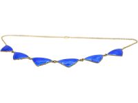 Norwegian Silver & Blue Enamel Wing Necklace