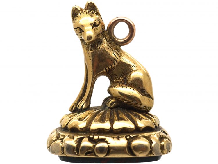 Early Victorian Seal with Fox & Bloodstone Base