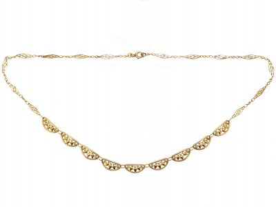 French Art Nouveau 18ct Gold Panel Necklace