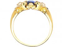 Victorian 18ct Gold, Sapphire & Diamond Three Stone Ring