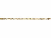 French Art Nouveau 18ct Gold, Natural Bouton Pearl & Rose Diamond Bracelet
