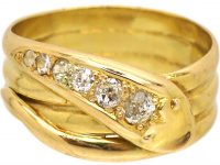 Victorian 18ct Gold Snake Ring set with Old Mine Cut & Rose Diamonds