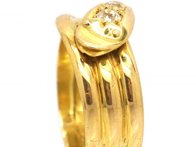Victorian 18ct Gold Snake Ring set with Old Mine Cut & Rose Diamonds