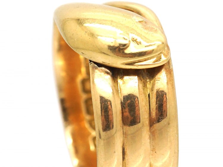 Edwardian 18ct Gold Wide Snake Ring