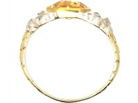 Georgian 18ct Gold, Topaz & Old Mine Cut Diamond Ring