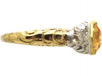 Georgian 18ct Gold, Topaz & Old Mine Cut Diamond Ring