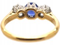 Early 20th Century 18ct Gold & Platinum, Sapphire & Diamond Three Stone Ring