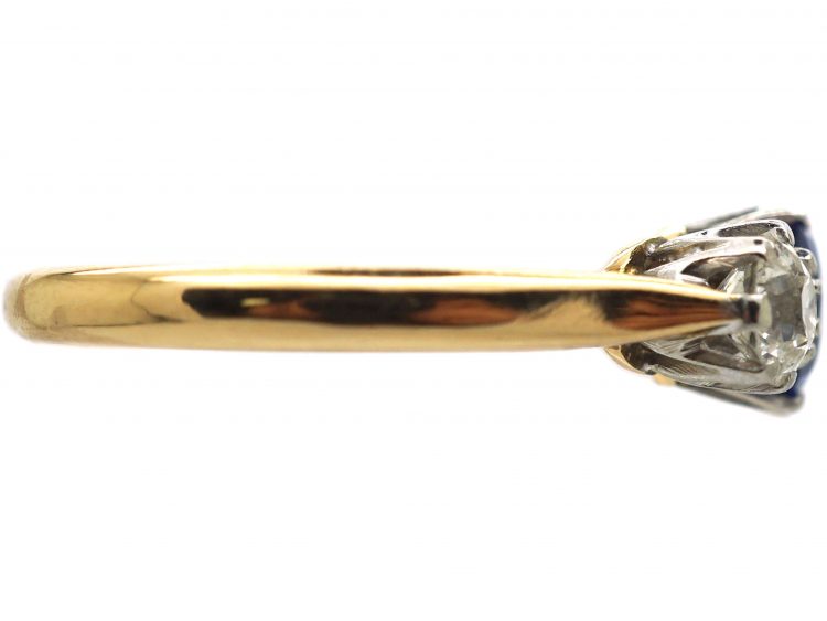 Early 20th Century 18ct Gold & Platinum, Sapphire & Diamond Three Stone Ring