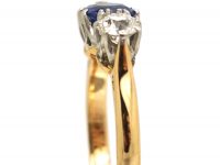 Early 20th Century 18ct Gold & Platinum, Sapphire & Diamond Three Stone Ring