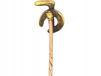 Edwardian 15ct Gold & Natural Split Pearl Tie Pin of a Horseshoe & Whip