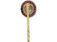 Edwardian 18ct Gold, Star Sapphire & Calibre Cut Ruby Target Tie Pin