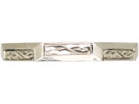Art Deco Platinum Wedding Hexagonal Ring with Engraved Detail