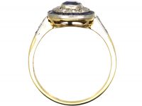 Art Deco 18ct Gold & Platinum, Sapphire & Diamond Target Ring