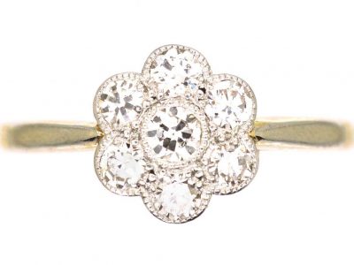 Edwardian 18ct Gold & Platinum, Diamond Cluster Ring