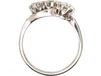 Edwardian 18ct White Gold & Platinum, Three Stone Diamond Crossover Ring