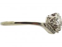 Edwardian 18ct White Gold & Platinum, Three Stone Diamond Crossover Ring