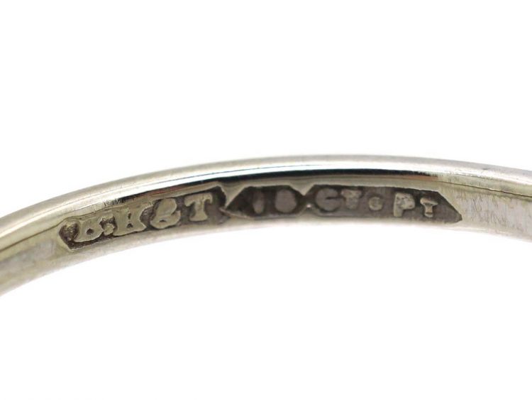 Edwardian 18ct White Gold & Platinum, Three Stone Diamond Crossover Ring