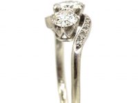 Edwardian 18ct White Gold & Platinum, Three Stone Diamond Crossover Ring