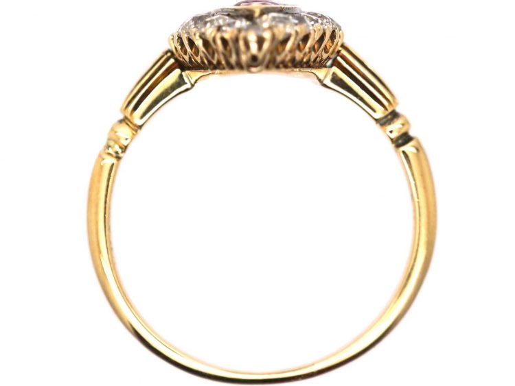 Victorian 18ct Gold, Ruby & Diamond Marquise Ring