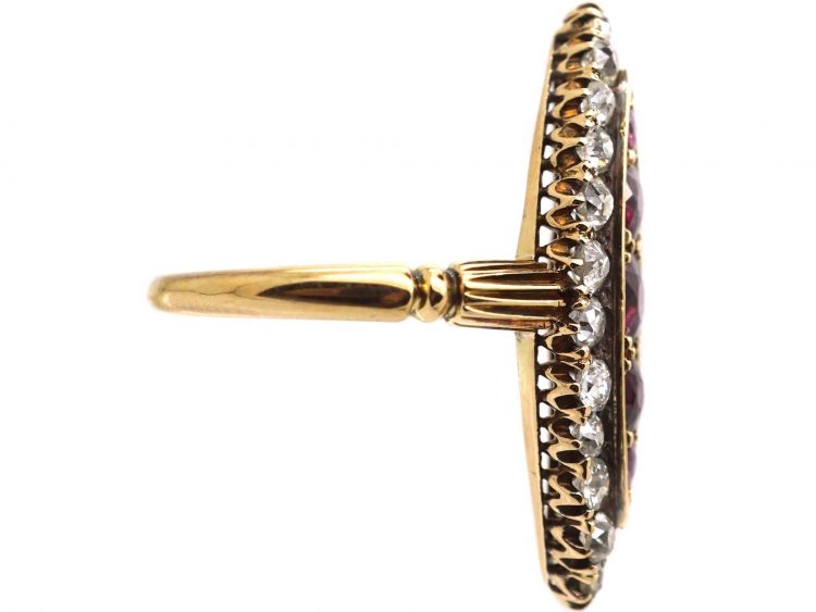 Victorian 18ct Gold, Ruby & Diamond Marquise Ring