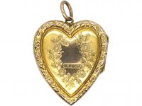 Edwardian 9ct Back & Front Heart Shaped Locket with Swallow Detail