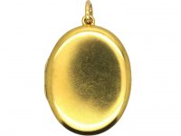 Victorian 18ct Gold Wave Locket with Natural Split Pearl & Blue Enamel Motif