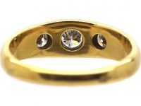 Edwardian 18ct Gold, Three Stone Diamond Rub Over Set Ring