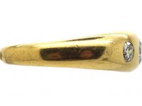 Edwardian 18ct Gold, Three Stone Diamond Rub Over Set Ring