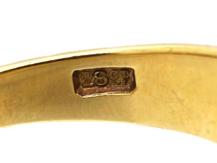Edwardian 18ct Gold, Three Stone Diamond Rub Over Set Ring